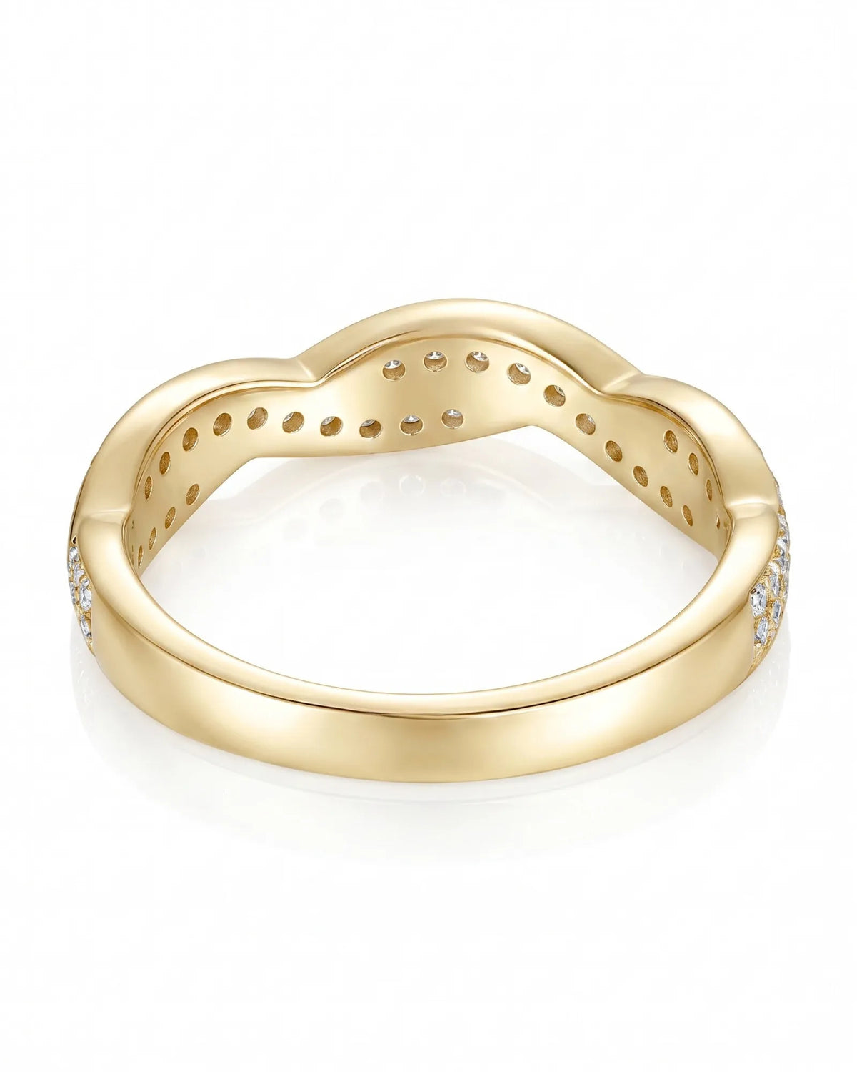 Twisted Shank Vintage Diamond Eternity Band in 18K White Gold — 18K Yellow Gold — View 5