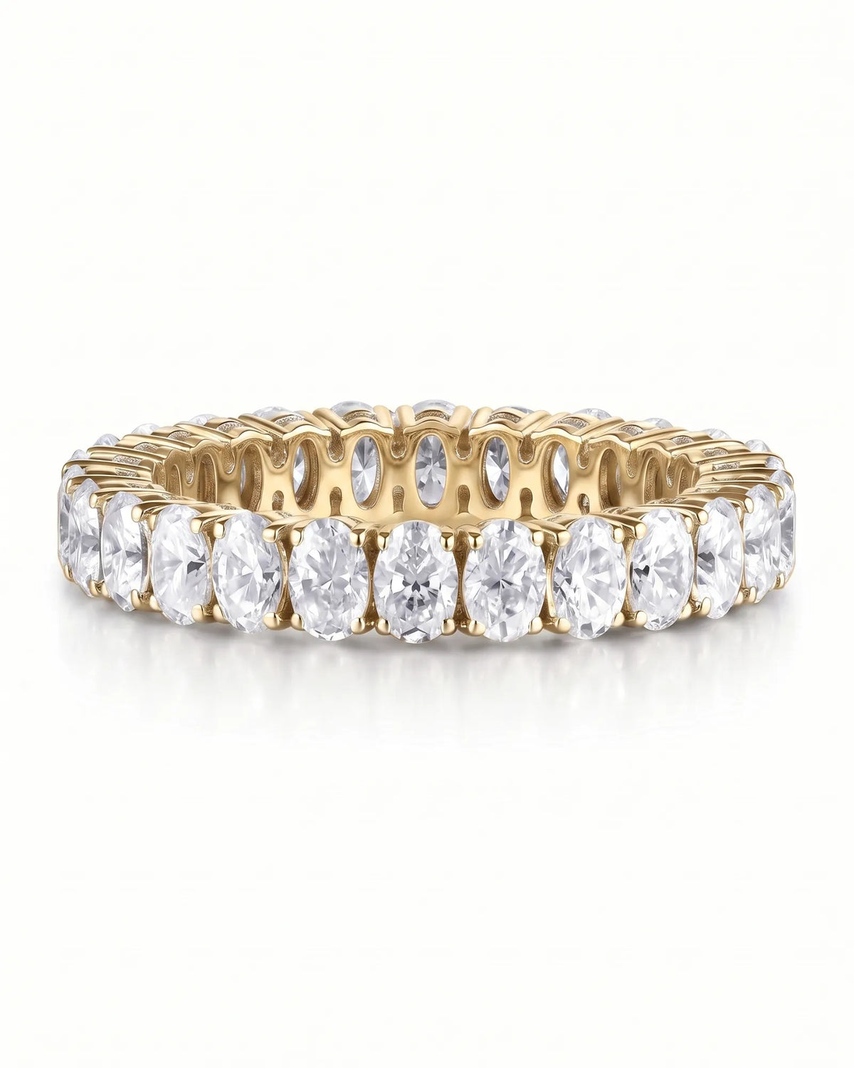 Prong-set oval diamond eternity band in 18K yellow gold, view 2 | SARATTI