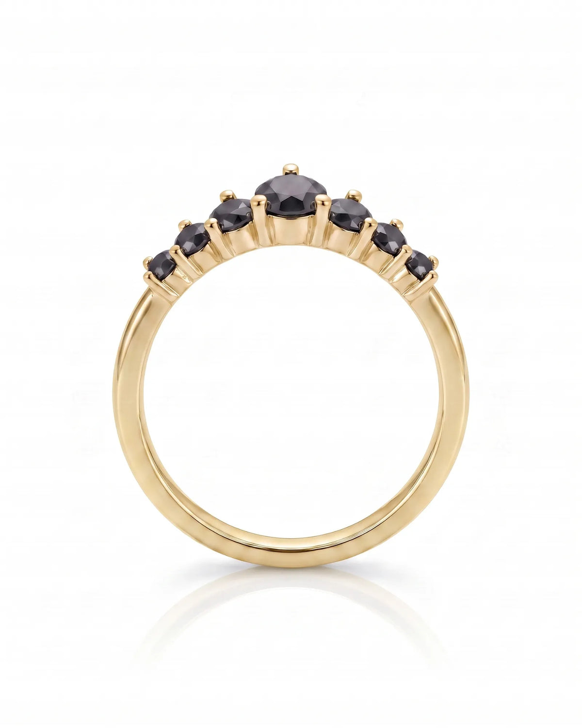 Black Diamond Curved Band in 18K Yellow Gold — 18K Yellow Gold — View 4