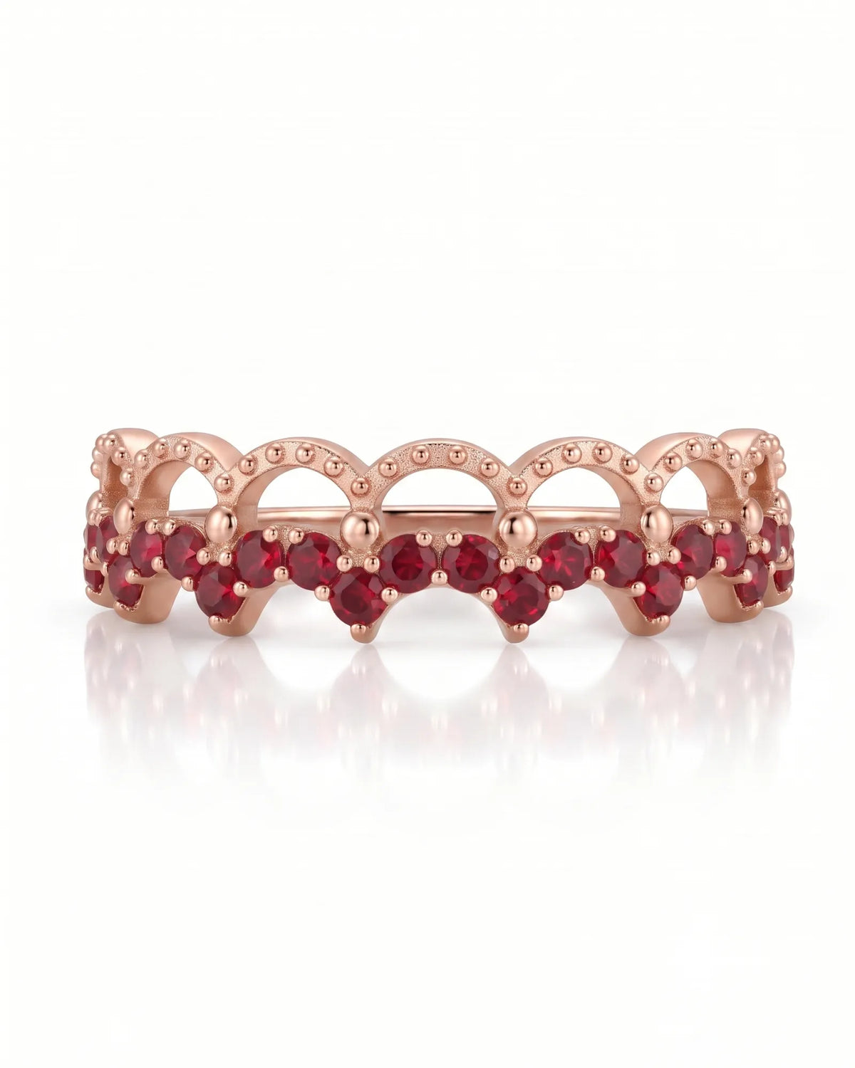 The Ember Tiara- Red Diamond Vintage-Inspired Yellow Gold Band