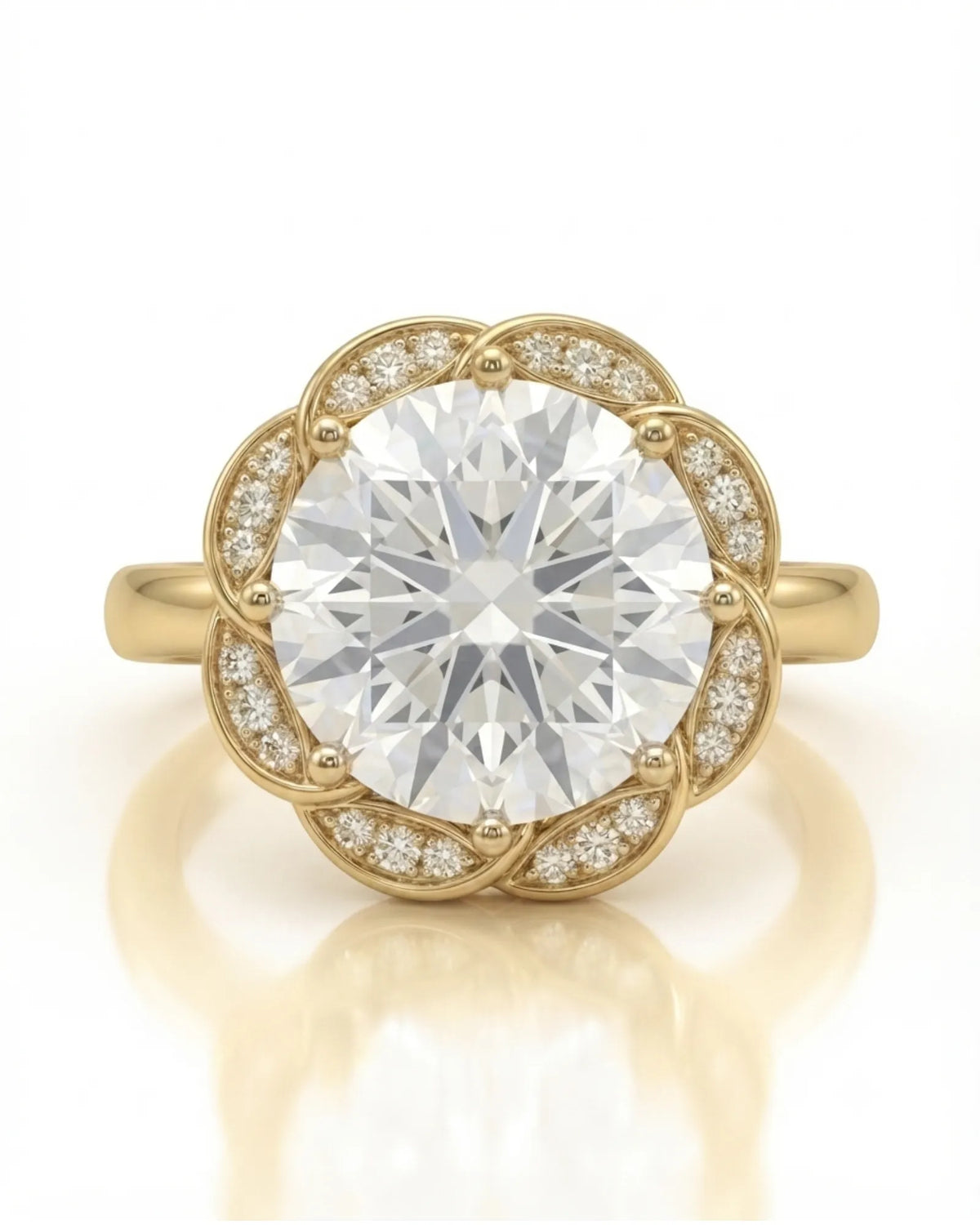 AYALA • 4 carat Moissanite Ring in White Gold with Halo
