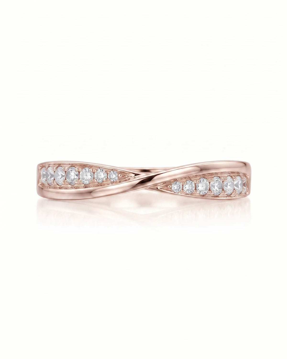 Twisted Shank Natural Diamond Eternity Wedding Band rose gold product view | SARATTI
