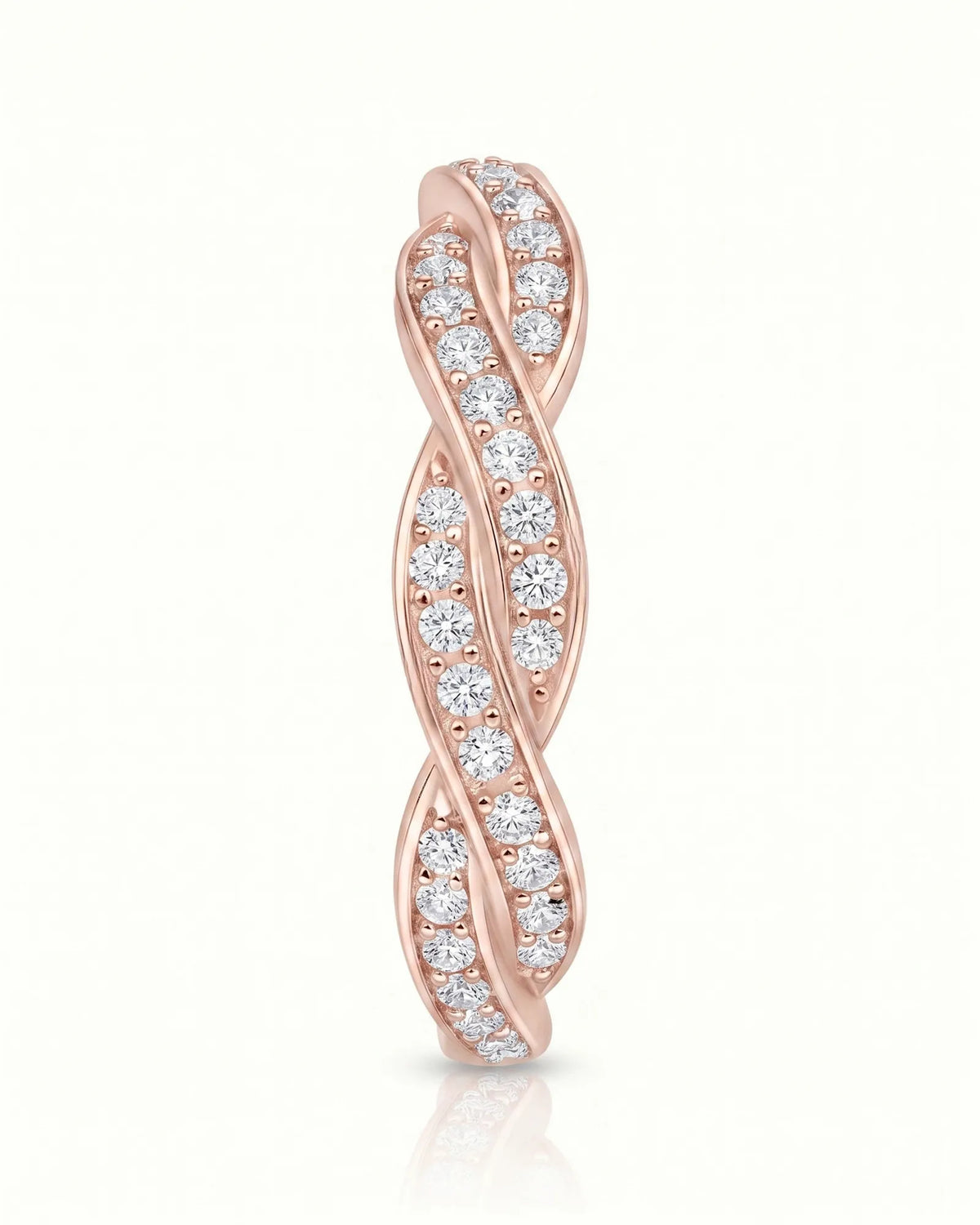 Twisted Shank Vintage Diamond Eternity Band in 18K White Gold — 18K Rose Gold — View 2