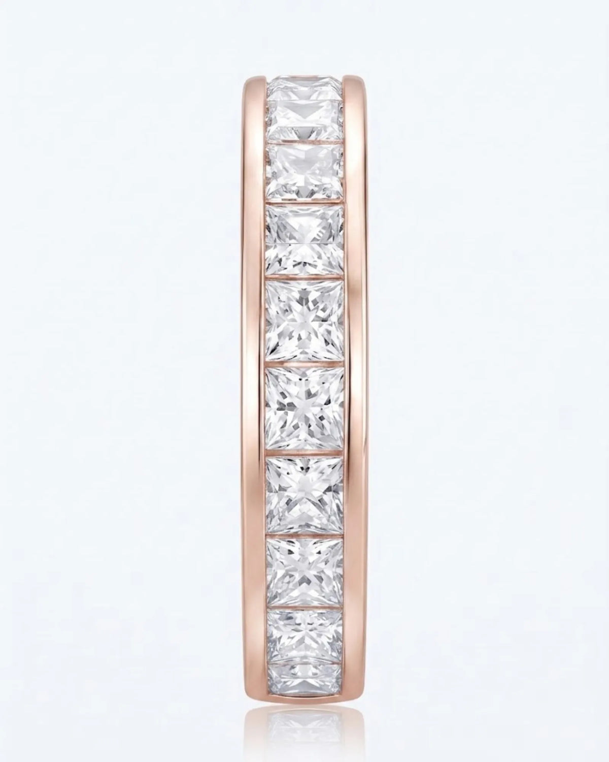 Channel-set princess-cut diamond wedding ring in 18K rose gold, approximately 0.50 carat | SARATTI