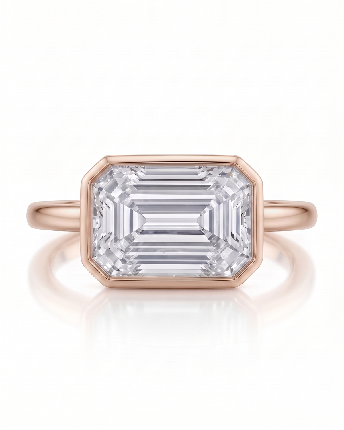 Natalia – Natural Emerald-Cut Diamond Bezel Ring