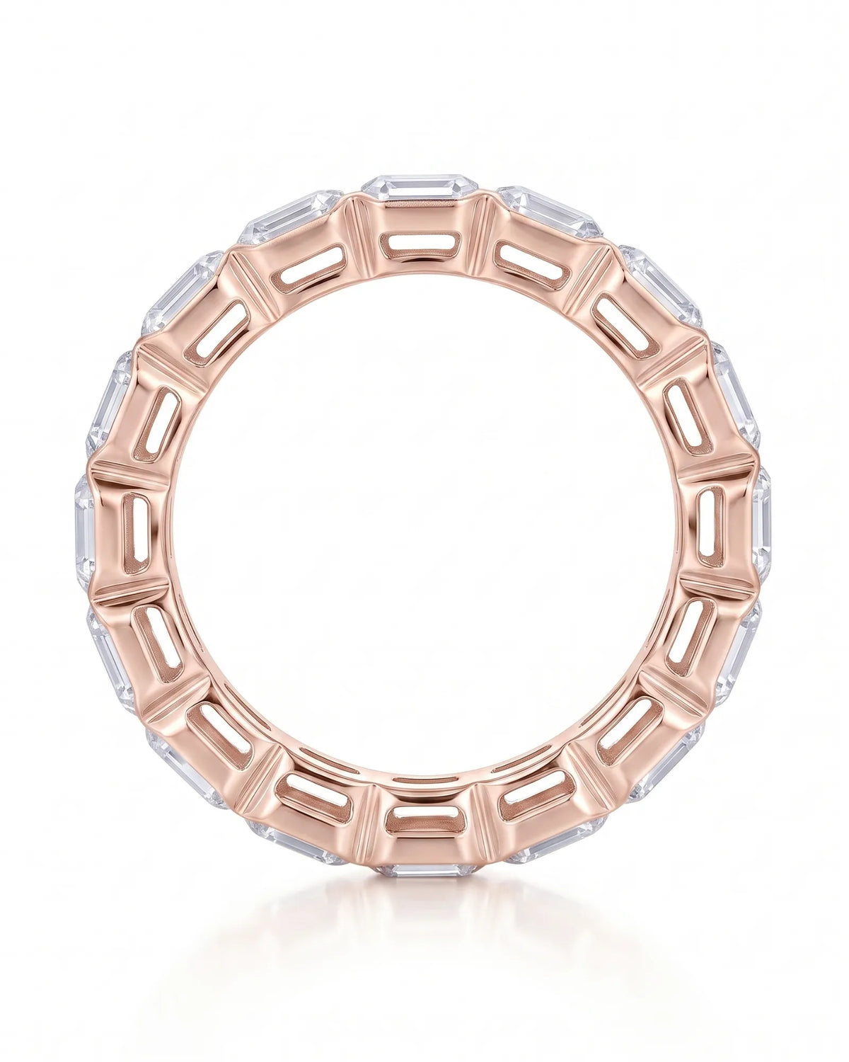 Emerald-cut diamond eternity band with bezel settings, view 7 | SARATTI