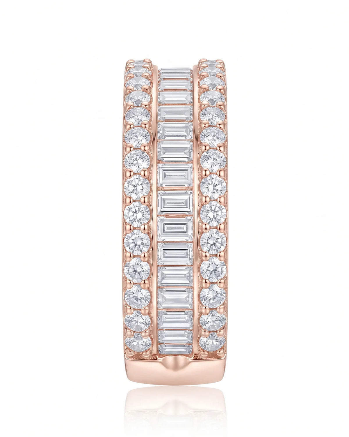 18K rose gold baguette and round diamond eternity ring | SARATTI