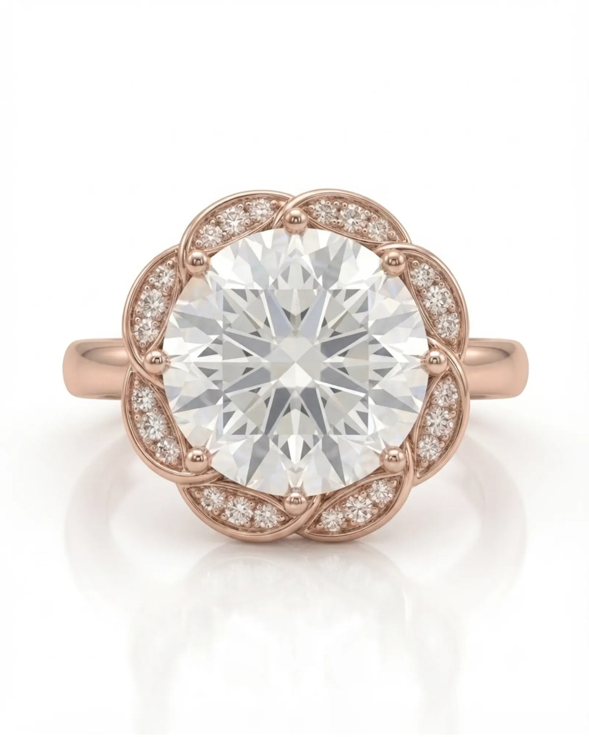 AYALA • 4 carat Moissanite Ring in White Gold with Halo