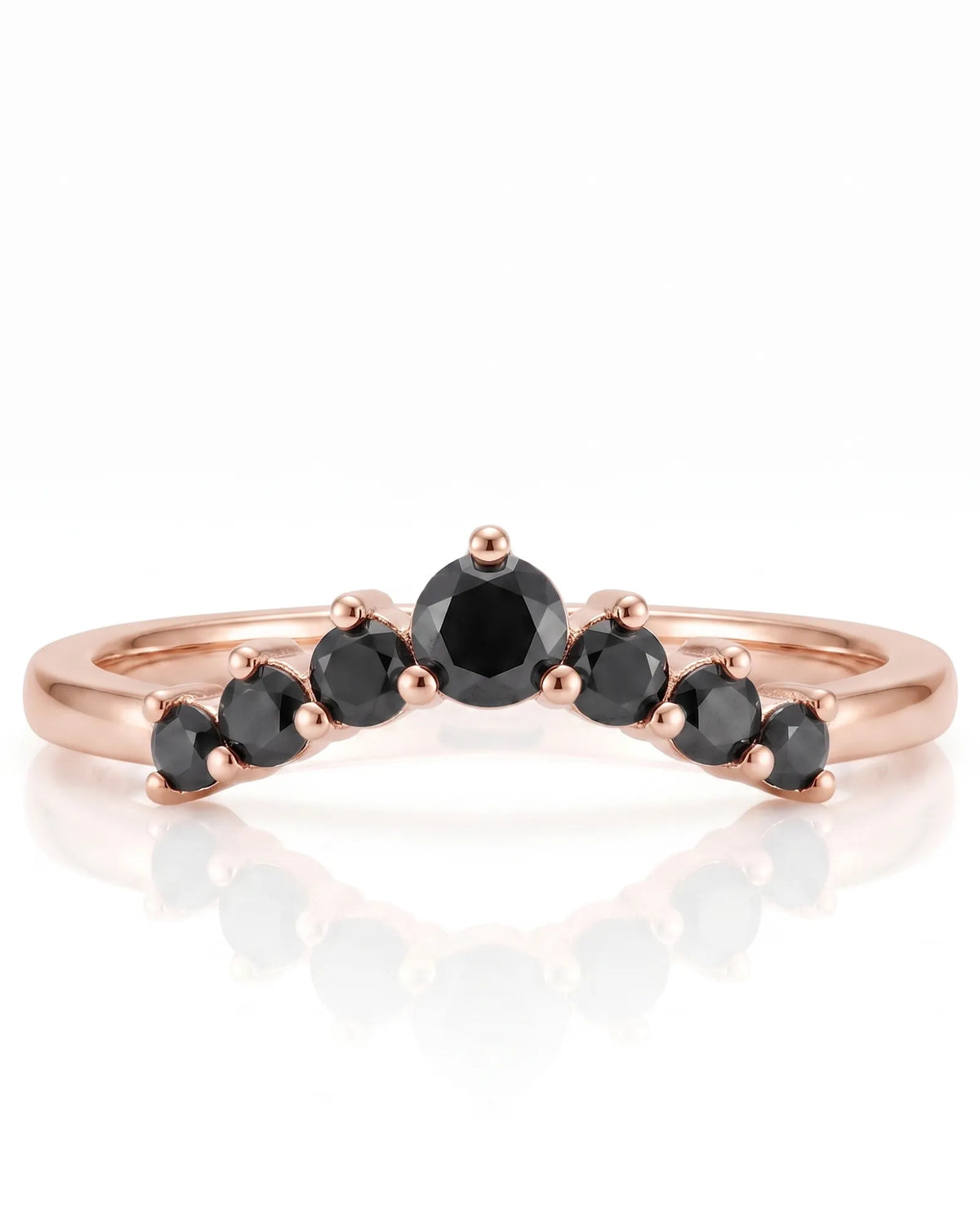 Black Diamond Curved Band in 18K Yellow Gold — 18K Rose Gold — View 3