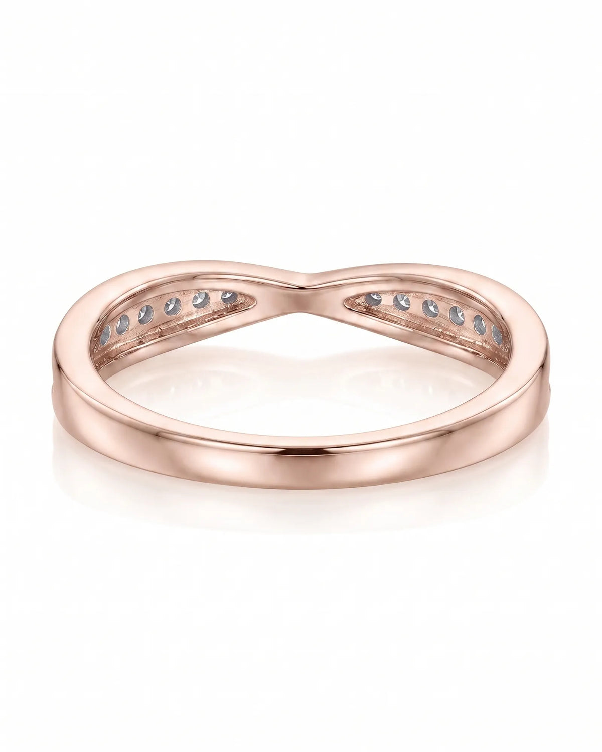 Twisted Shank Natural Diamond Eternity Wedding Band diamond-set rose gold profile | SARATTI