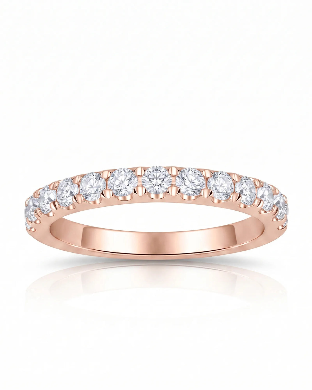 Luxury infinity diamond wedding ring in 18K rose gold with elegant curves and refined brilliance | SARATTI
