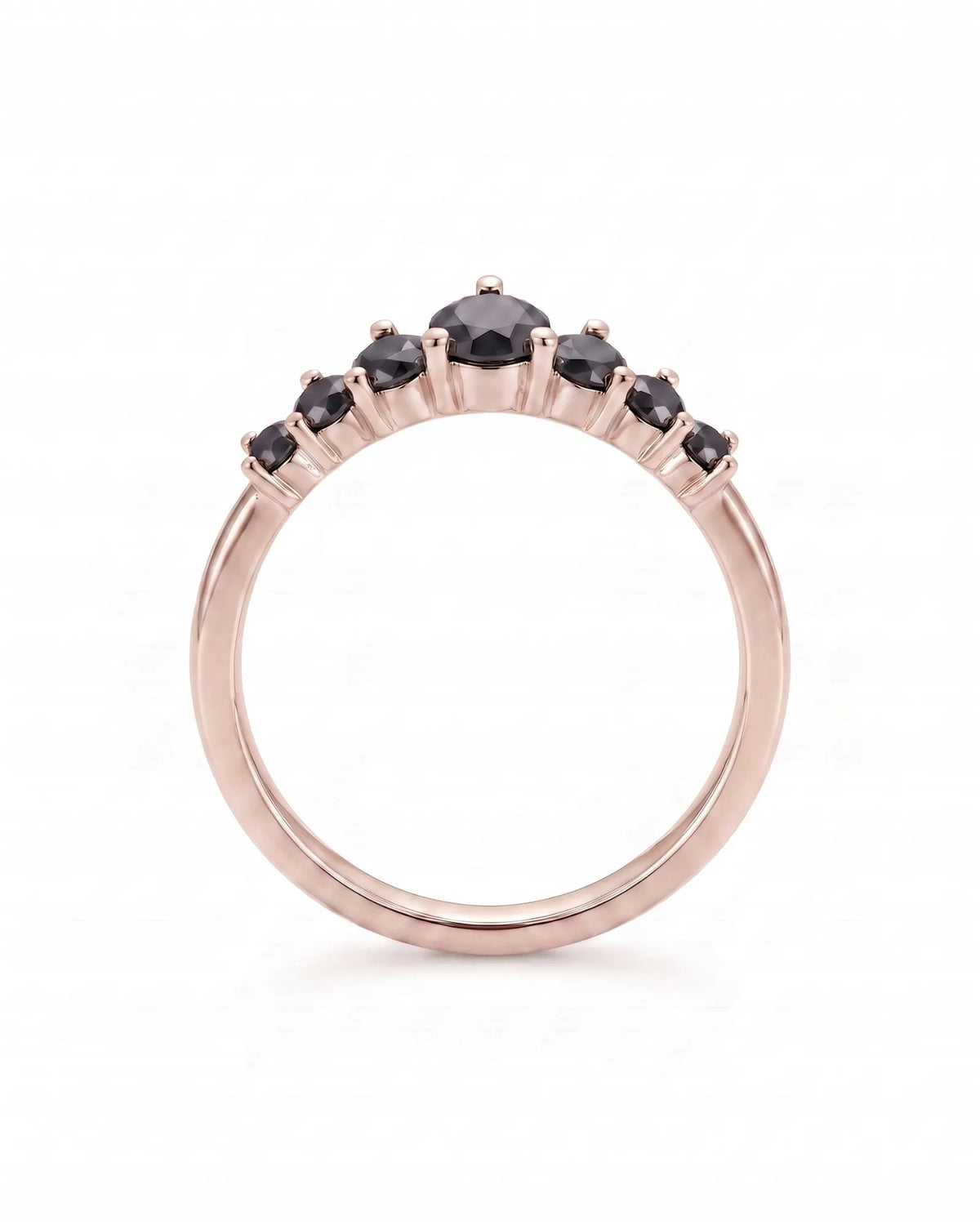 Black Diamond Curved Band in 18K Yellow Gold — 18K Rose Gold — View 2