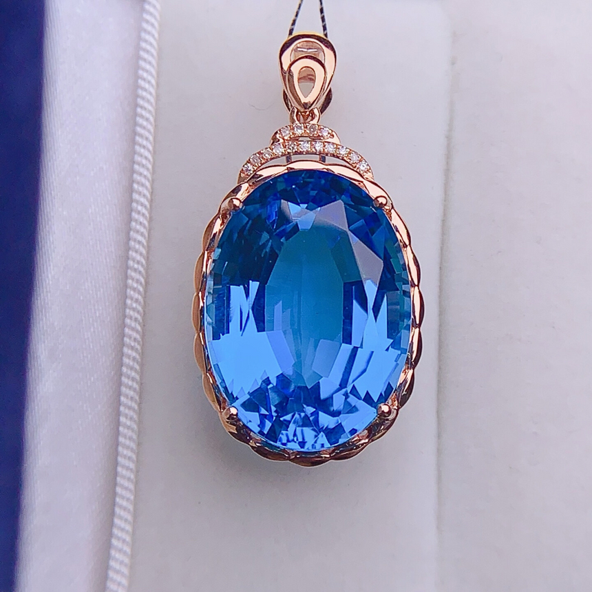 Aegean Crown Swiss Blue Topaz Pendant