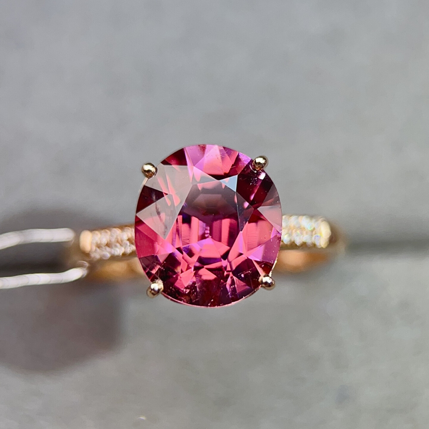 Natural Tourmaline Diamond Accent Ring
