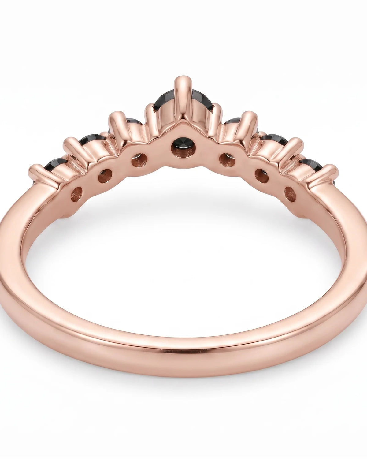 Black Diamond Curved Band in 18K Yellow Gold — 18K Rose Gold — View 5