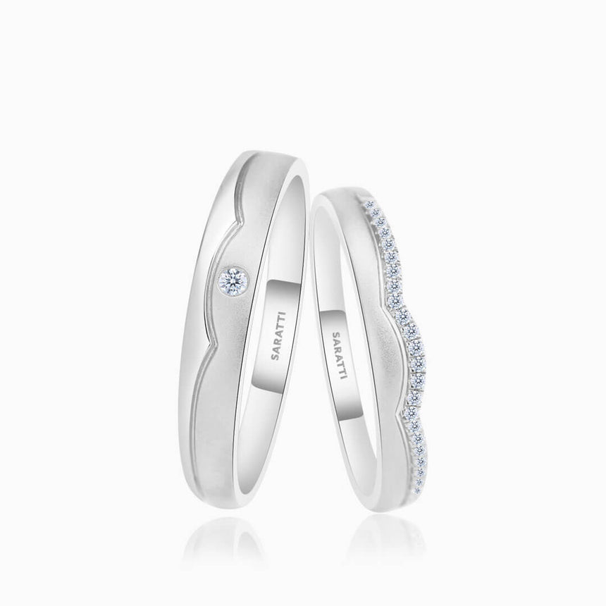White Gold Half Eternity Diamond Band Wedding Set | Saratti