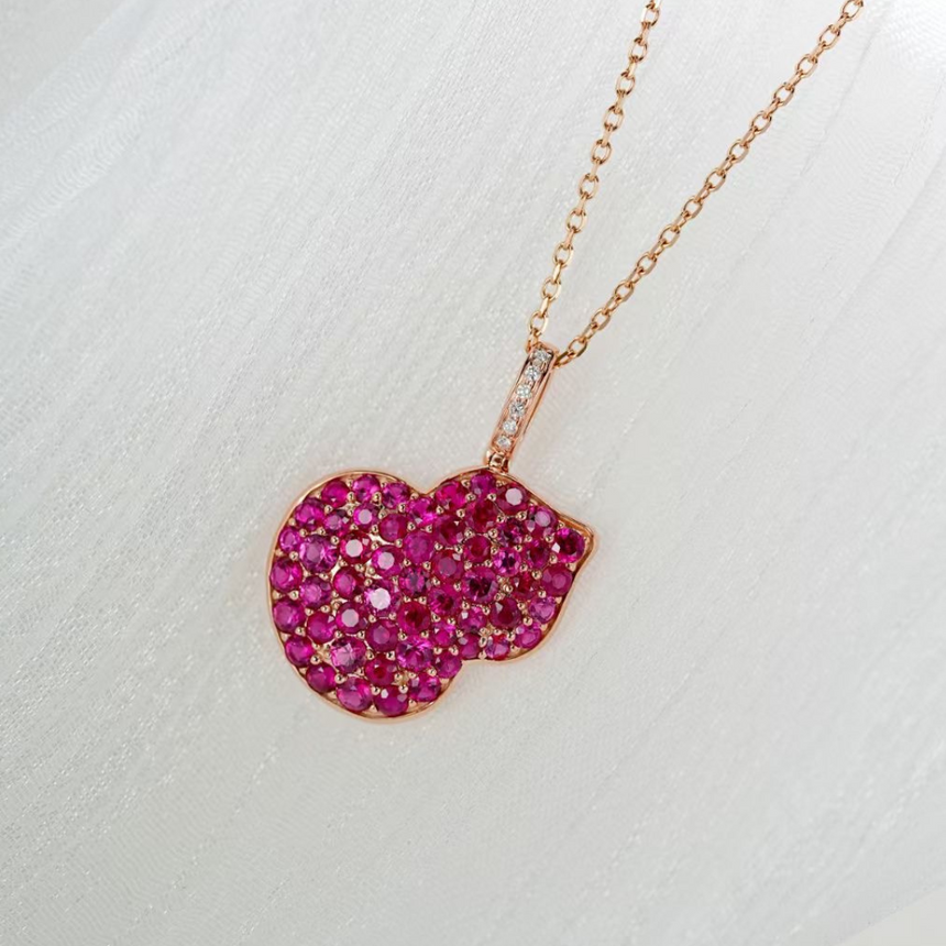 Ruby Apple Pendant Necklace