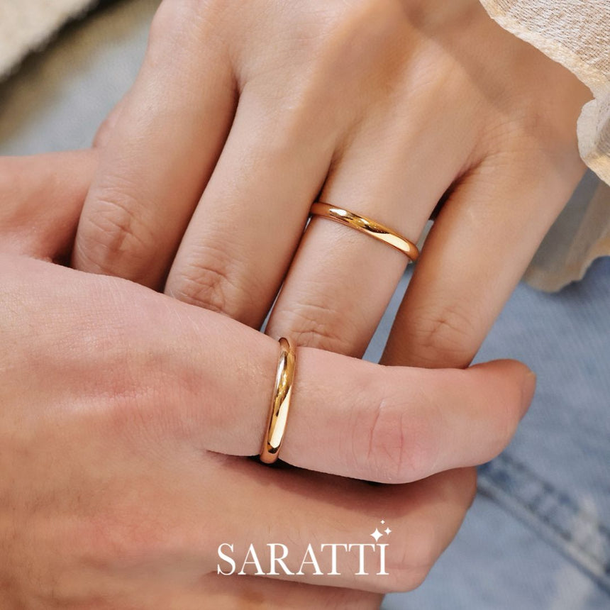 Traditional Rose Gold Diamond Wedding Rings | Saratti
