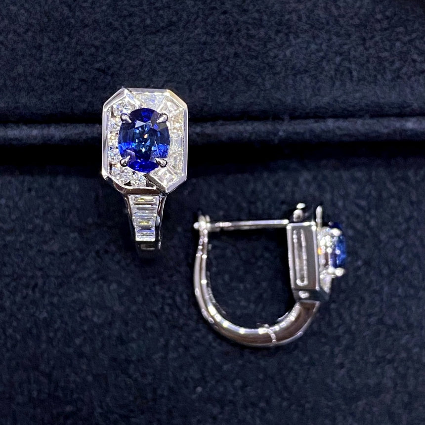 Midnight Meridian: Sapphire and Diamond Earrings