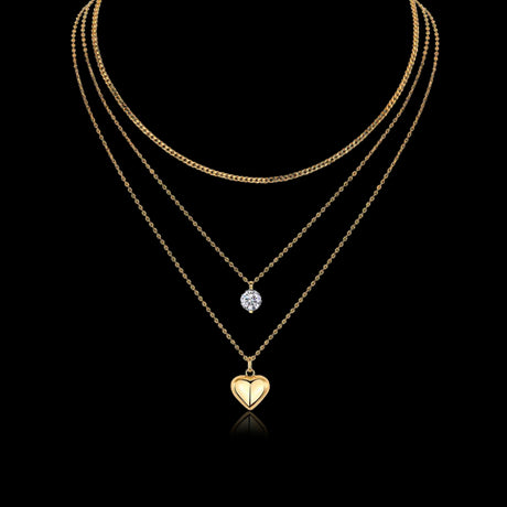 Heartline Prism : 18K Gold Vermeil Moissanite Layered Necklace