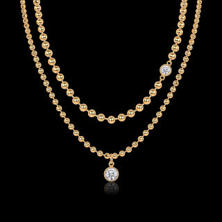 Meridian Layers: Dual Beaded Gold Vermeil Diamond Pendant