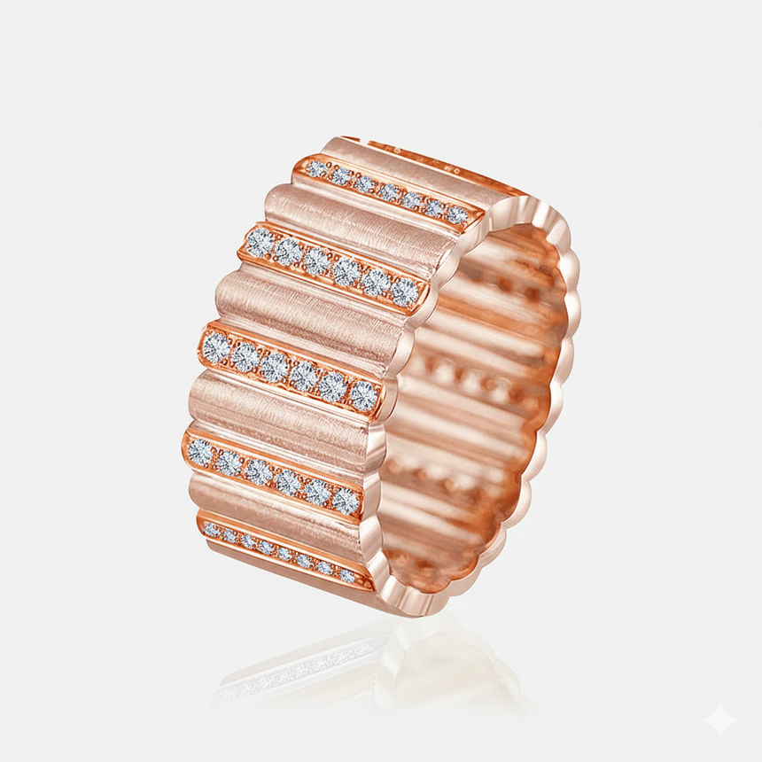 18K Rose Gold The Golden Pillar Gold Bar Ring - SARATTI