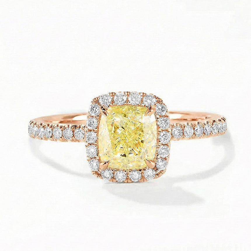 18K Rose Gold Fancy Yellow Natural Diamond Ring - SARATTI