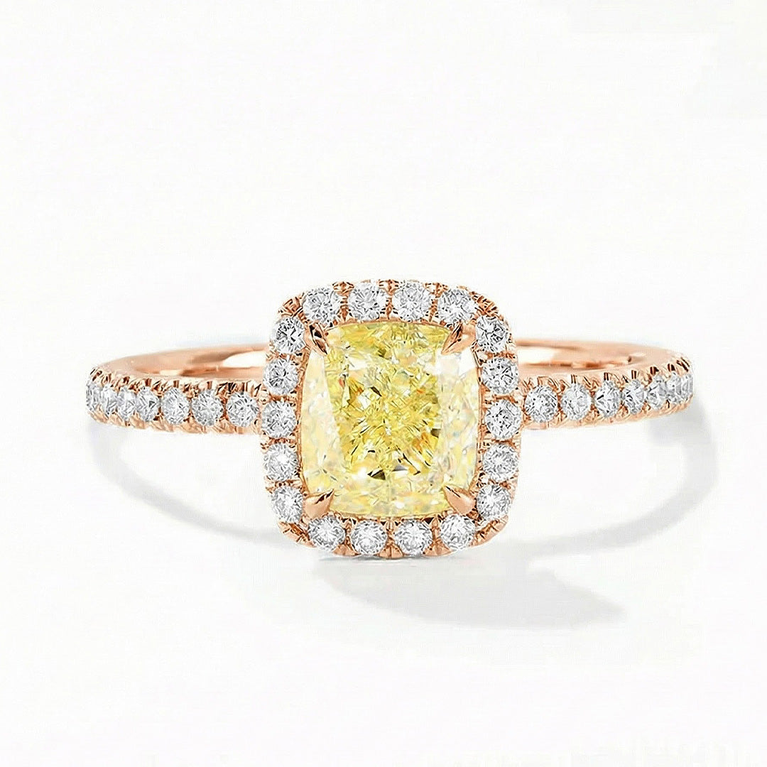 18K Rose Gold Fancy Yellow Natural Diamond Ring - SARATTI