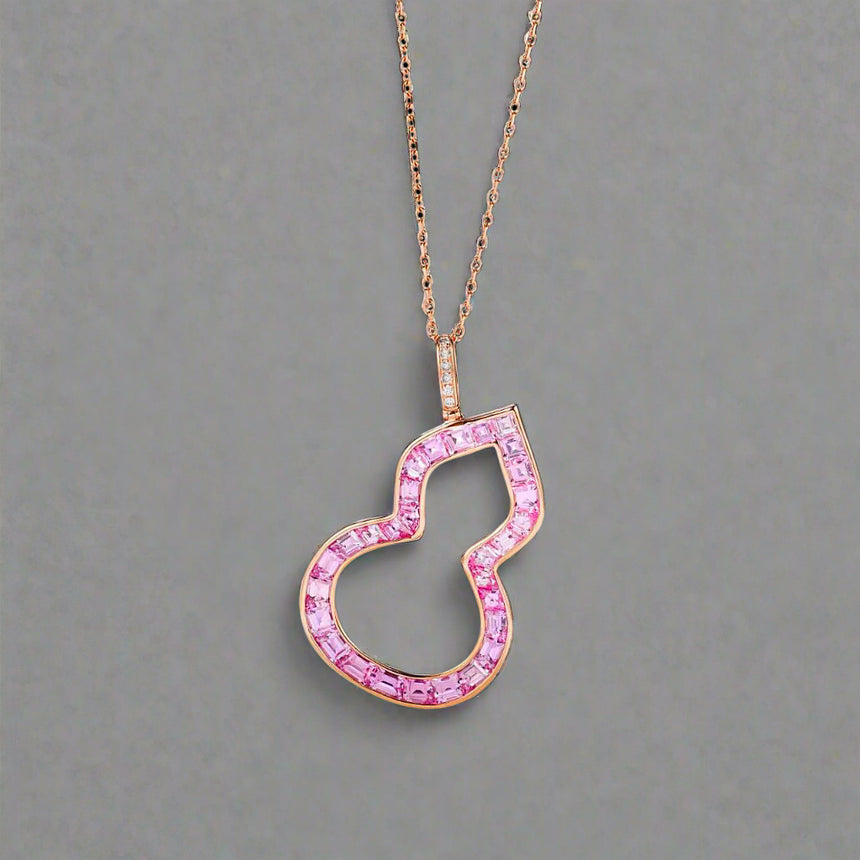 18K Rose Gold Pink Sapphires Necklace - Saratti Jewelry