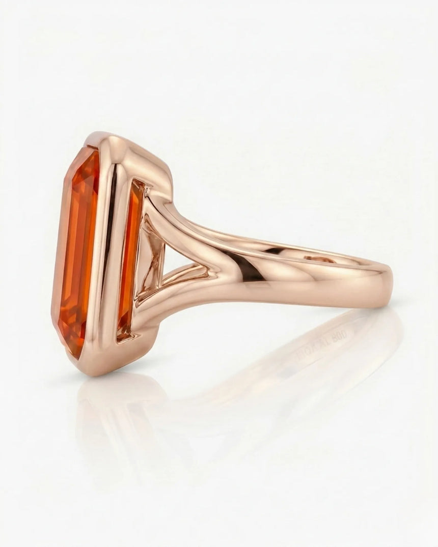18K rose gold Build My Ring setting with Imperial Topaz bezel frame | SARATTI