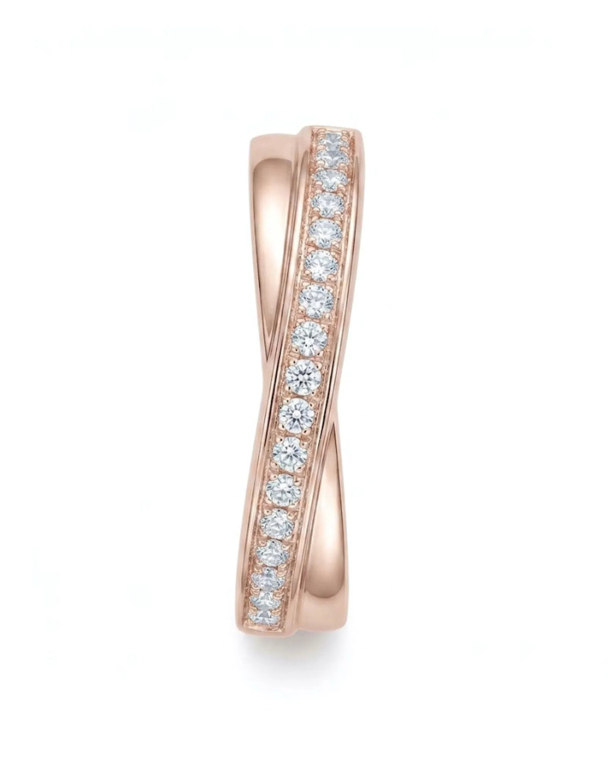 18K rose gold diamond wedding band pair for weddings, anniversaries, engagements, and meaningful couple gifts - SARATTI