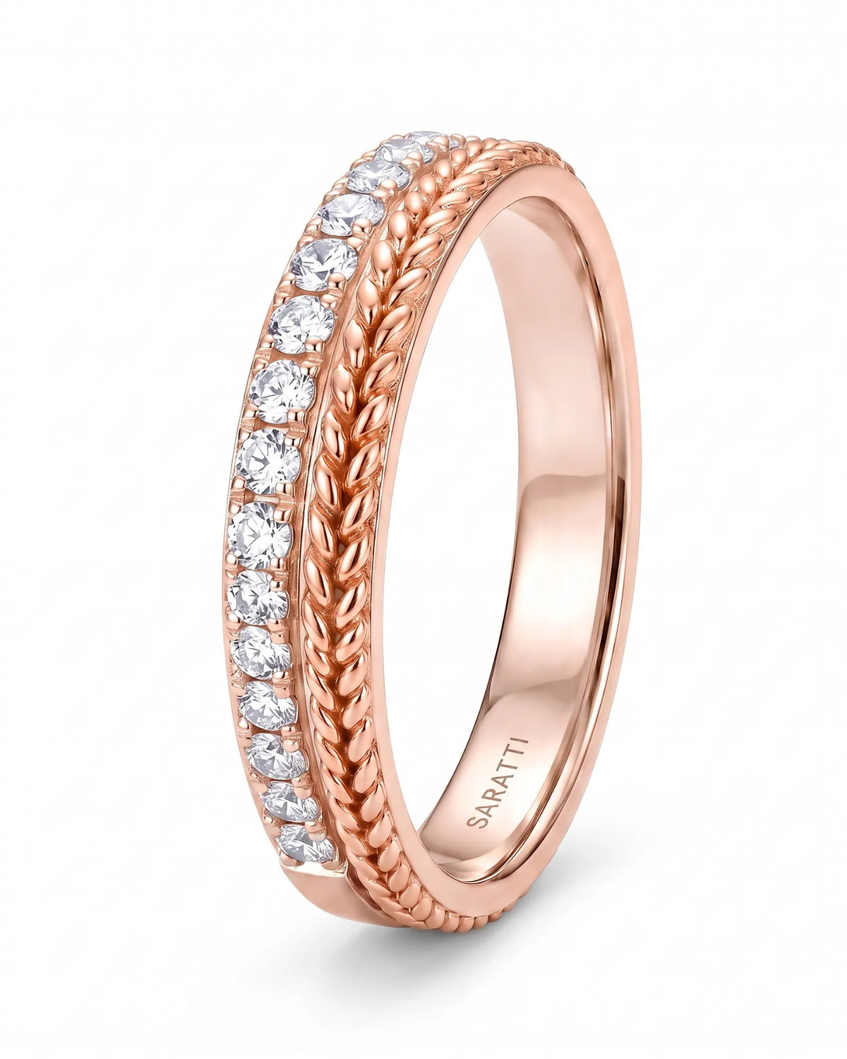 18K rose gold his and her wedding rings for weddings, anniversaries, engagements, and lasting memories - SARATTI