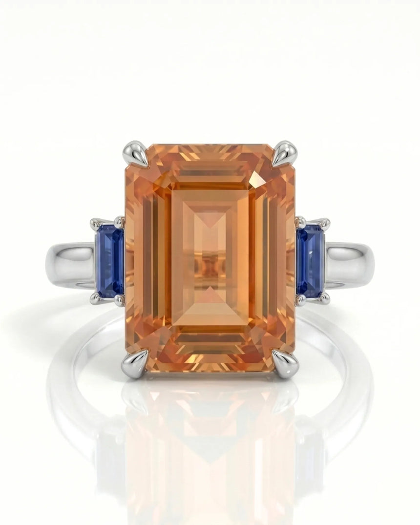 18K white gold Build My Ring Imperial Topaz setting with blue sapphires | SARATTI