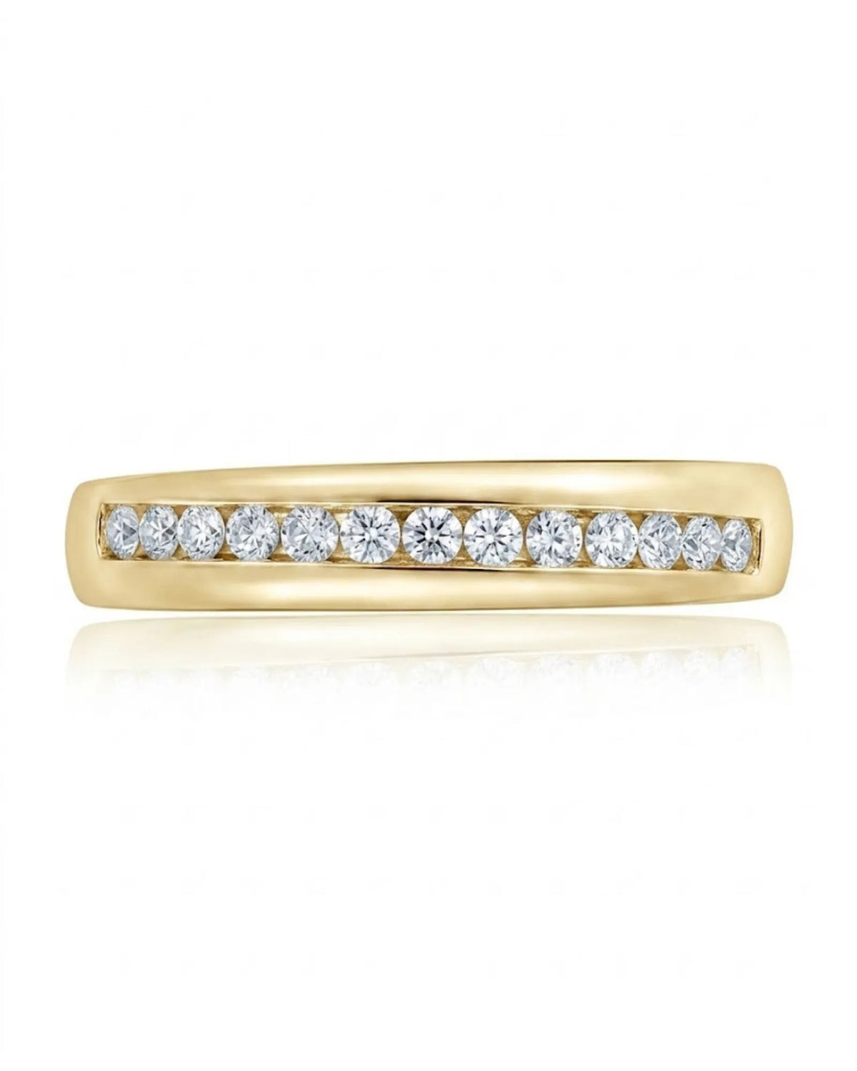 18K yellow gold oblong diamond eternity band for weddings, anniversaries, bridal stacking, or milestone gifts | SARATTI
