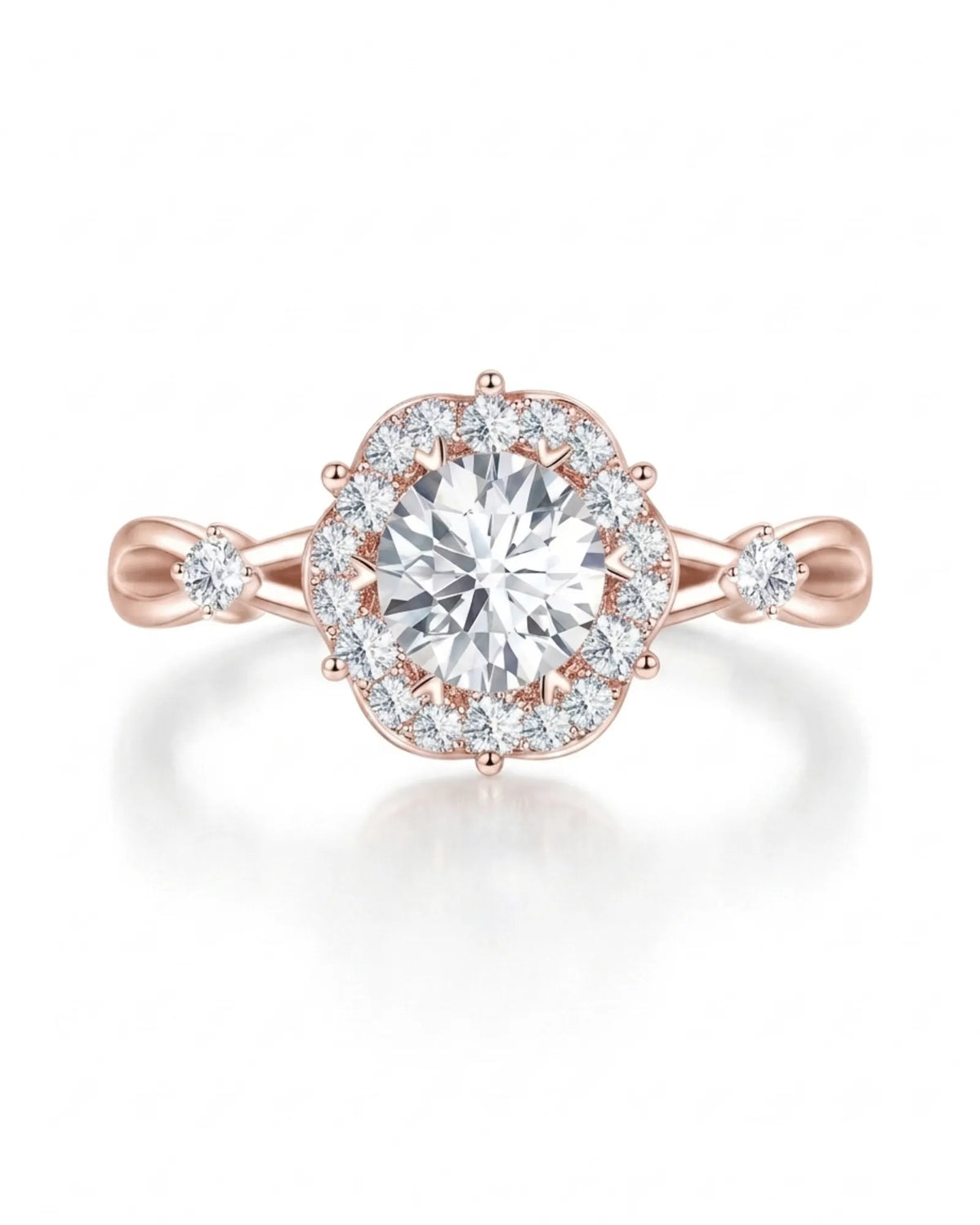 Emory – Eternal Presence Natural Round Diamond Halo Ring
