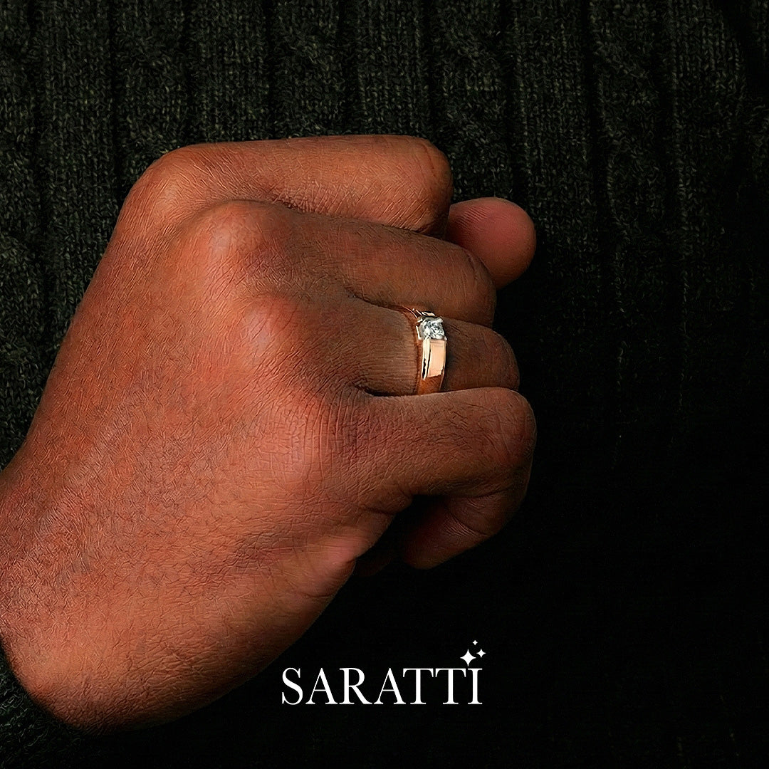 18k rose gold aurum axis minimalist diamond ring | SARATTI