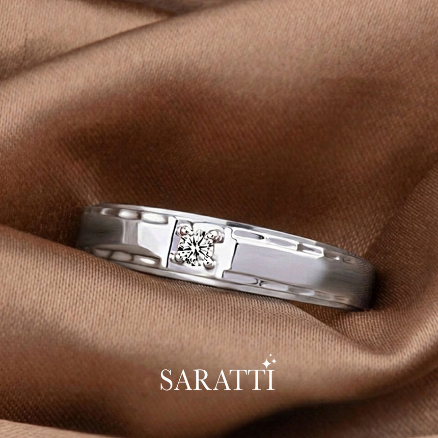18k white gold aurum axis minimalist diamond ring | SARATTI