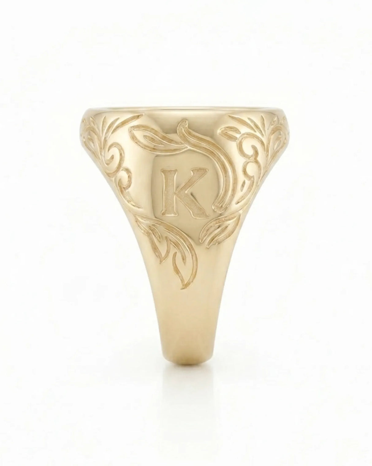 18k yellow gold mens monogram ring custom engraving initial signet style ring | SARATTI
