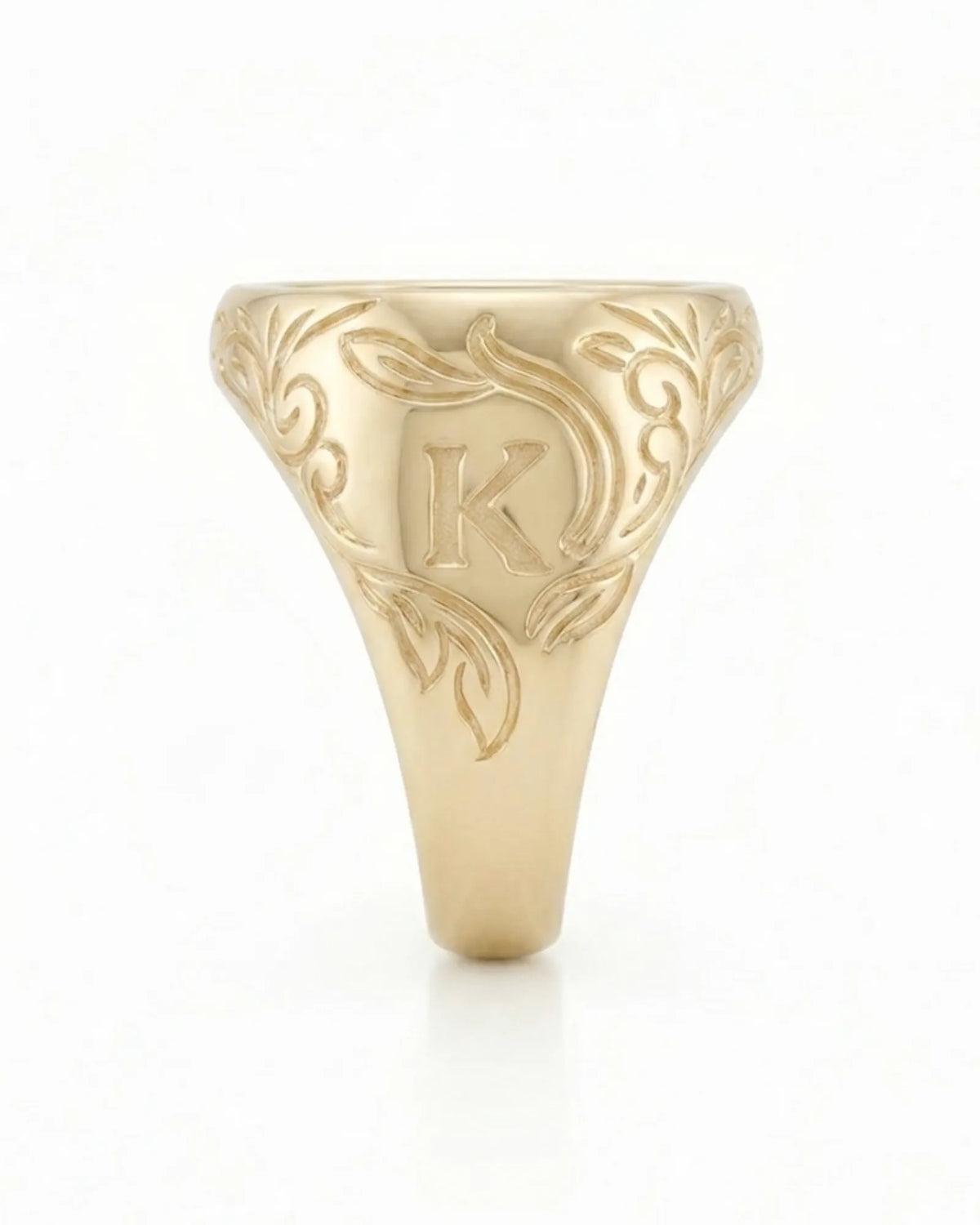 18k yellow gold mens monogram ring custom engraving initial signet style ring | SARATTI