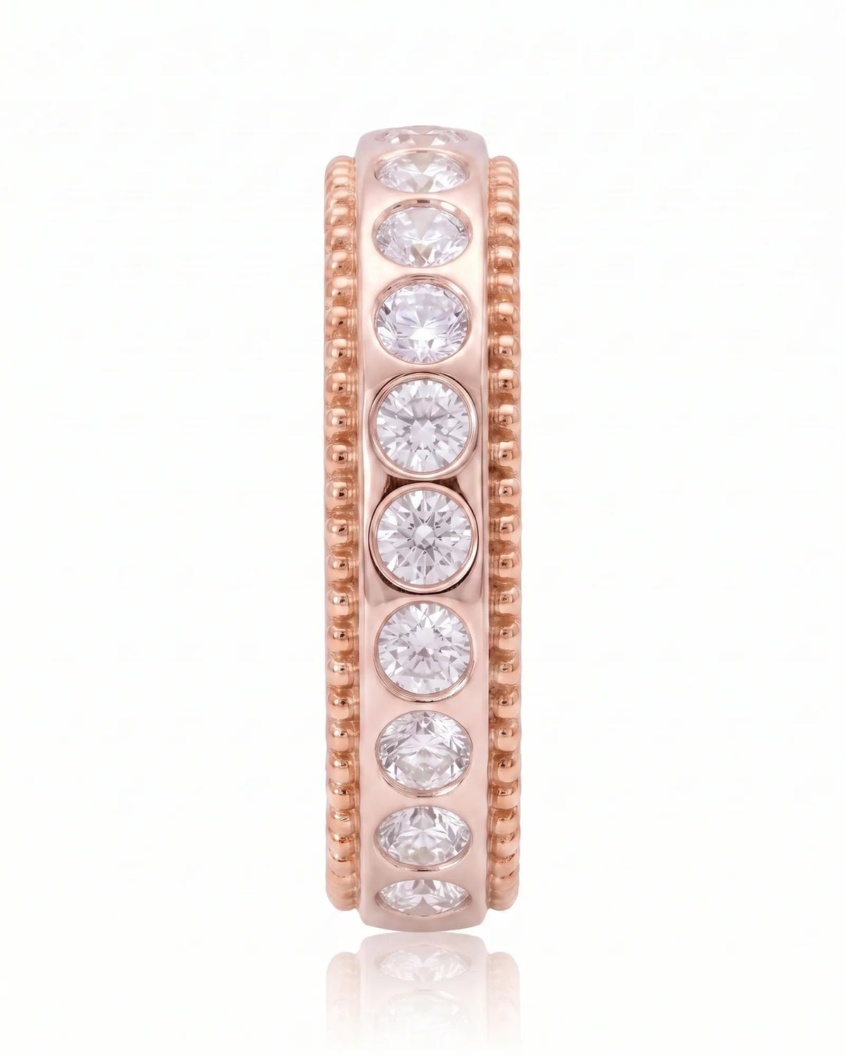 Diamond wedding band in 18K rose gold, view 3 | SARATTI