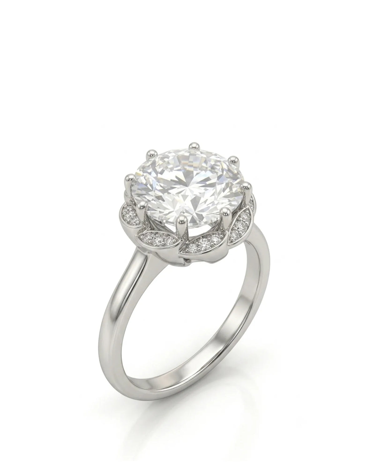 AYALA • 4 carat Moissanite Ring in White Gold with Halo