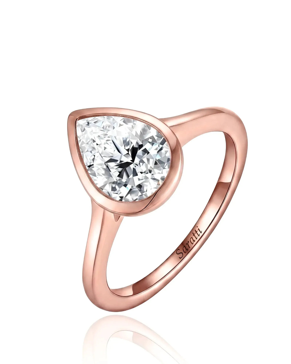 Aurelia's Embrace – Natural Pear-Cut Diamond Bezel Ring