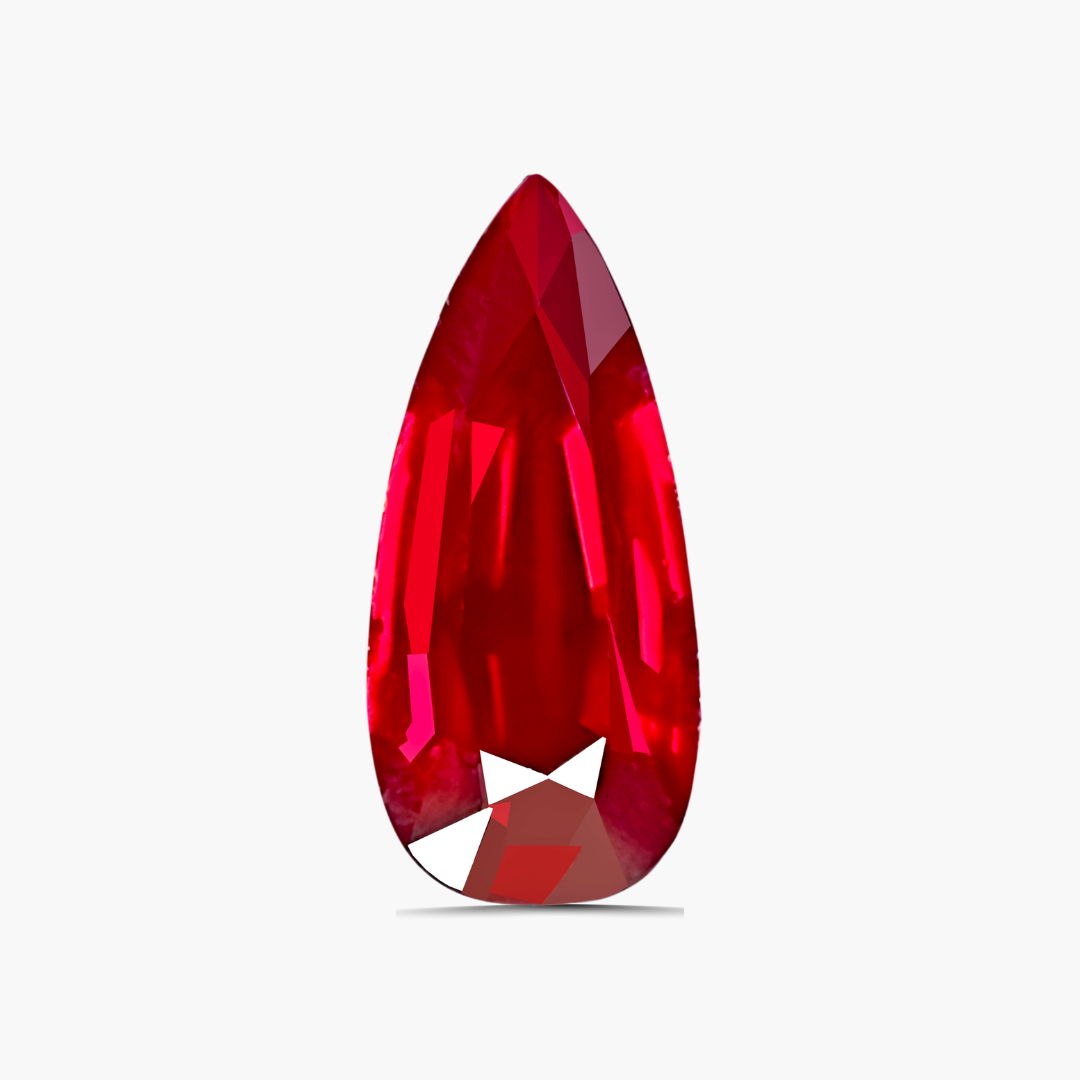 3.02 cts Pear Cut Unheated Natural Ruby Gem | GRS Certified