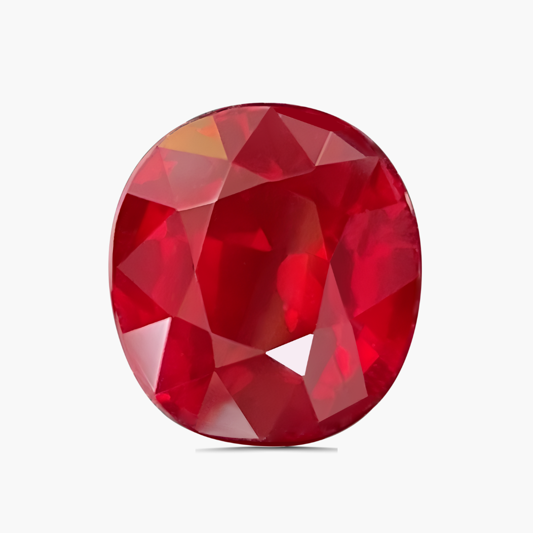 4.08 cts Oval Cut Vivid Red Natural Ruby | GUILD Certified