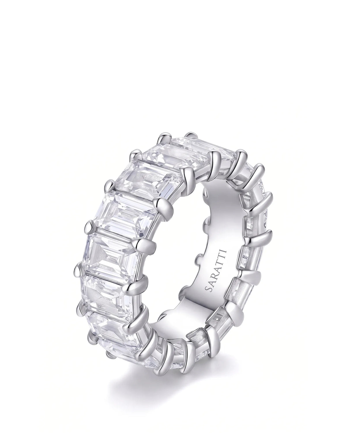 Emerald Cut Eternity Band in White Gold