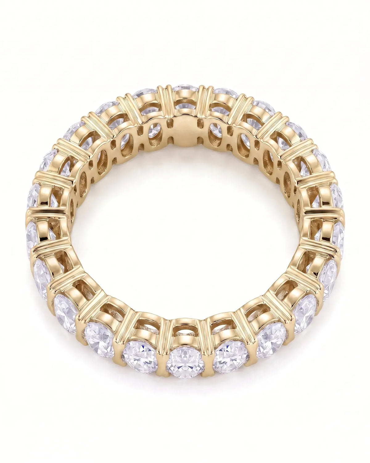 Prong-set oval diamond eternity band in 18K yellow gold, view 4 | SARATTI