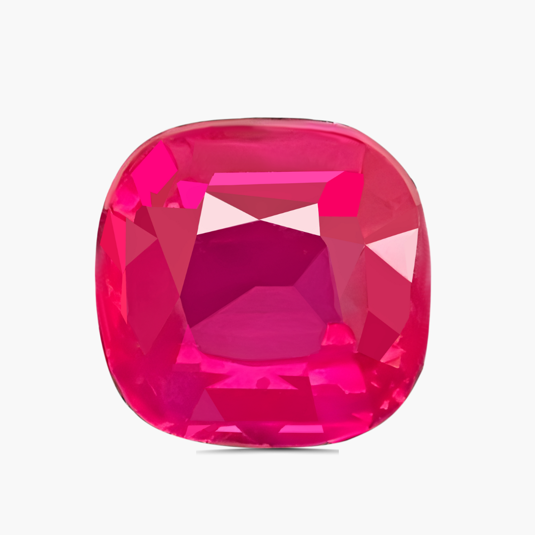 Purplish Pink Unheated Natural Ruby Gemstone in Cushion Shape | Saratti