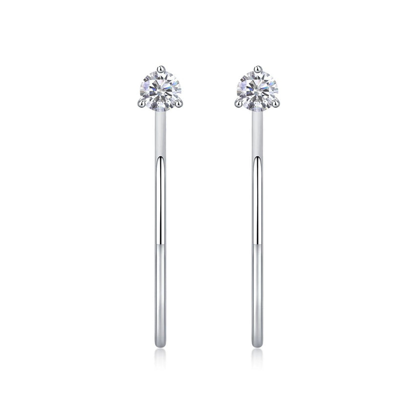 Crystal Arc: 0.5 Carat Moissanite Silver Hoop Earrings