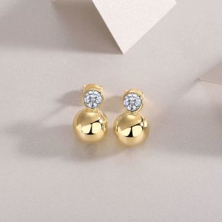 Orbit Gleam: Moissanite Gold Vermeil Sphere Studs