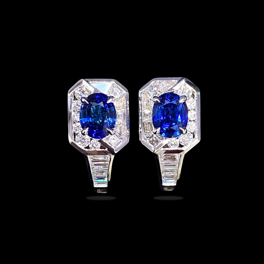 Midnight Meridian: Sapphire and Diamond Earrings